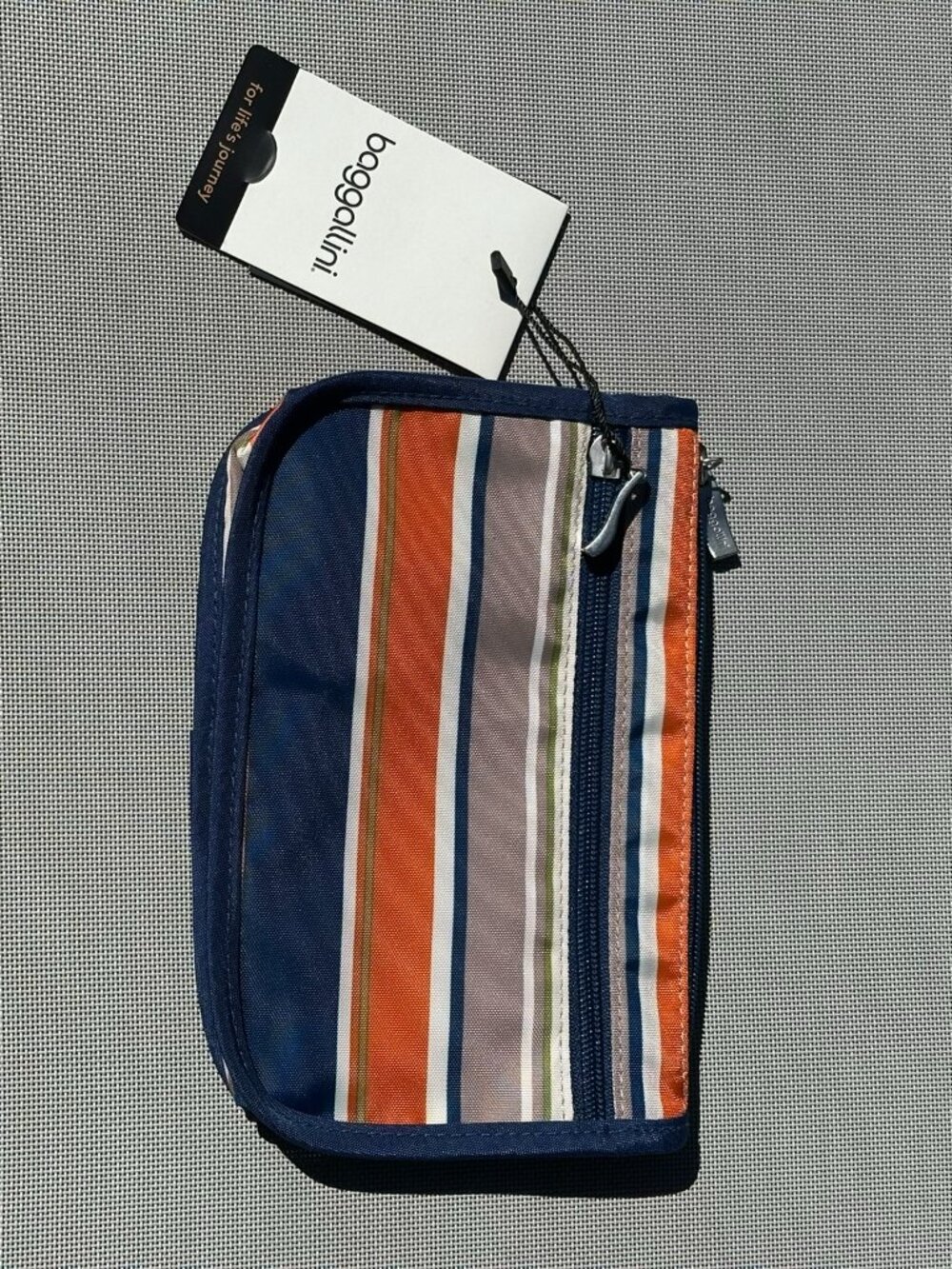 Baggallini - small nylon striped clutch size bag - 2 zippered pockets